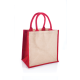 Picture of AMAZON JUTE & JUCO REUSABLE SHOPPER TOTE BAG with Red Handles & Gusset