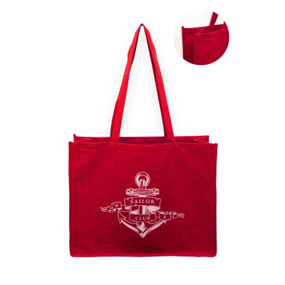Picture of RED FELT TOTE BAGS with Long Handles & Gusset