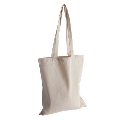 ORGANIC INVINCIBLE LONG HANDLE COLOUR COTTON SHOPPER TOTE BAG in Natural Colour.