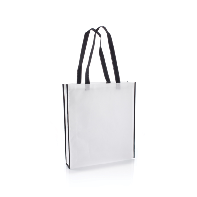 Picture of VIRGINIA NON WOVEN PP TOTE BAG in White with Black Colour Handles & Trim