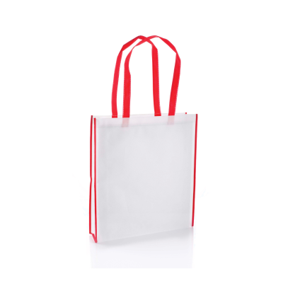 Picture of VIRGINIA NON WOVEN PP TOTE BAG in White with Red Colour Handles & Trim