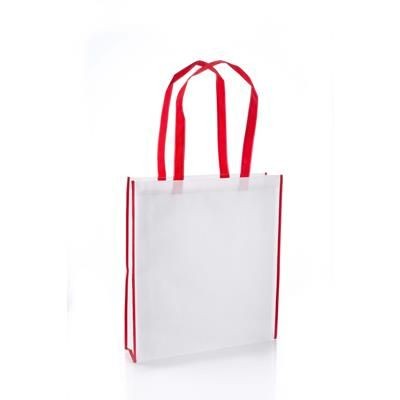 Picture of VIRGINIA NON WOVEN PP TOTE BAG in White with Red Colour Handles & Trim.