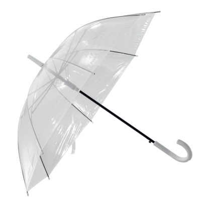 Picture of CLEAR TRANSPARENT POLYTYHENE AUTOMATIC UMBRELLA.
