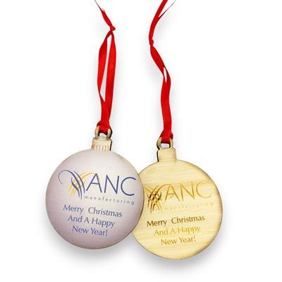 Picture of ECO FRIENDLY WOOD CHRISTMAS BAUBLE SHAPE DECORATION.