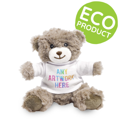 Picture of PRINTED ECO 13CM MOCHA CATHERINE BEAR
