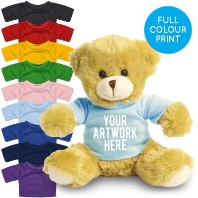 Picture of PRINTED 20CM ELIZABETH BEAR - BABY BLUE TEE SHIRT.