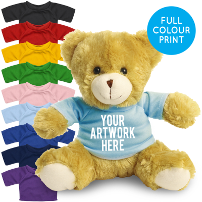 Picture of PRINTED 25CM ELIZABETH BEAR - BABY BLUE TEE SHIRT.
