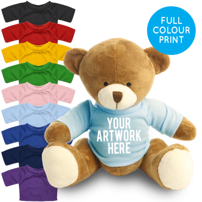 Picture of PRINTED 20CM RICHARD BEAR - BABY BLUE TEE SHIRT.