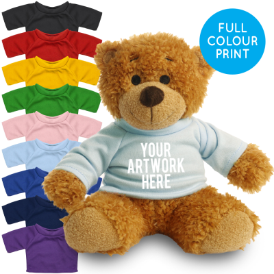 Picture of PRINTED 17CM ANNE BEAR - BABY BLUE TEE SHIRT.