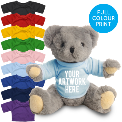 Picture of PRINTED 20CM ARCHIE BEAR - BABY BLUE TEE SHIRT