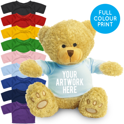 Picture of PRINTED GOLDEN 22CM EDWARD BEAR - BABY BLUE TEE SHIRT.