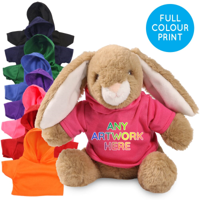 Picture of PRINTED ECO 20CM BRAMBLE BUNNY RABBIT with Black Hoody