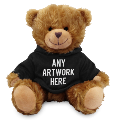 Picture of 20CM CHARLES JOINTED BEAR with Printed Black Hoody