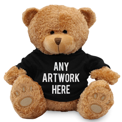 Picture of BROWN 22CM EDWARD BEAR with Printed Black Hoody