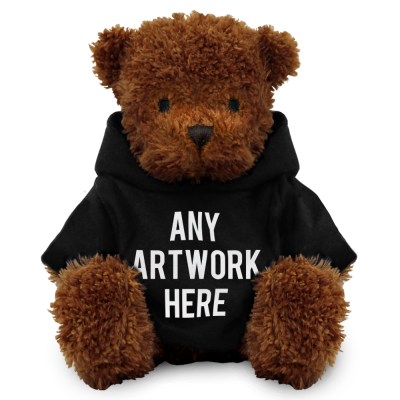 Picture of BROWN 18CM JAMES BEAR with Printed Black Hoody
