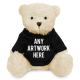 Picture of WHITE 18CM JAMES BEAR with Printed Black Hoody