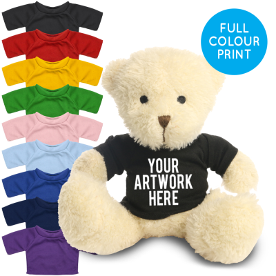 Picture of PRINTED WHITE 18CM JAMES BEAR - BLACK TEE SHIRT