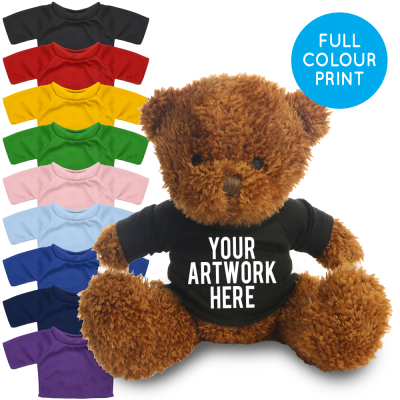 Picture of PRINTED BROWN 18CM JAMES BEAR - BLACK TEE SHIRT