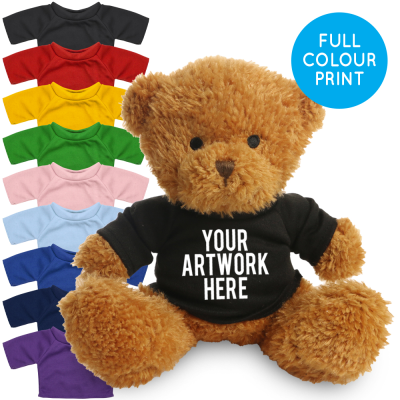 Picture of PRINTED GOLDEN 18CM JAMES BEAR - BLACK TEE SHIRT.
