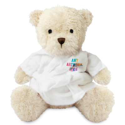 Picture of WHITE 18CM JAMES BEAR with Dressing Gown