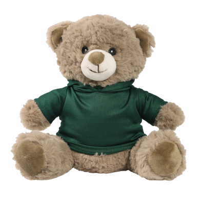 Picture of 20CM MOCHA CATHERINE BEAR with Printed Green Hoody