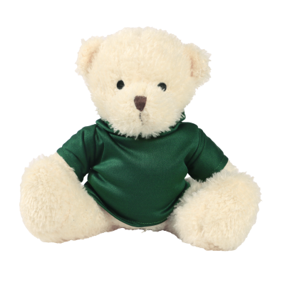 Picture of WHITE 18CM JAMES BEAR with Printed Green Hoody
