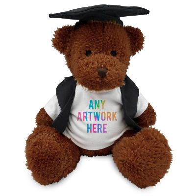 Picture of BROWN 18CM JAMES BEAR with a Graduation Outfit with Elastic Cap