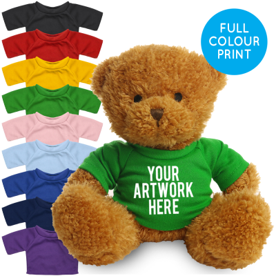 Picture of PRINTED GOLDEN 18CM JAMES BEAR - GREEN TEE SHIRT.
