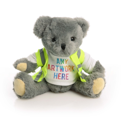 Picture of 20CM ARCHIE JOINTED BEAR with Yellow Hi-Vis Vest