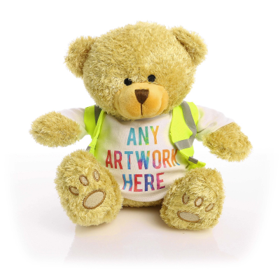 Picture of GOLDEN 22CM EDWARD BEAR with Yellow Hi-Vis Vest