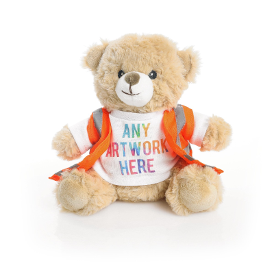 Picture of PRINTED ECO 17CM HONEY CATHERINE BEAR with Orange Hi Vis Vest