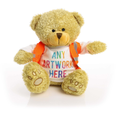 Picture of GOLDEN 22CM EDWARD BEAR with Orange Hi-Vis Vest