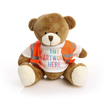 Picture of 20CM RICHARD BEAR with Orange Hi-Vis Vest