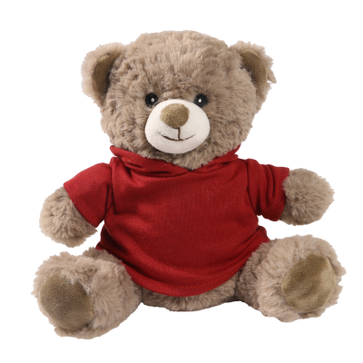 Picture of 20CM MOCHA CATHERINE BEAR with Printed Maroon Hoody