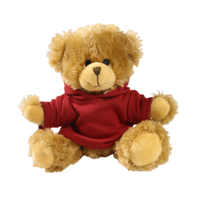 Picture of 20CM CHARLES JOINTED BEAR with Printed Maroon Hoody