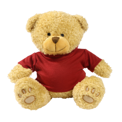 Picture of GOLDEN 22CM EDWARD BEAR with Printed Maroon Hoody
