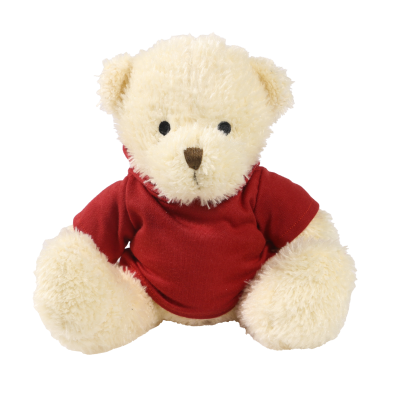 Picture of WHITE 18CM JAMES BEAR with Printed Maroon Hoody