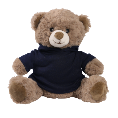 Picture of 20CM MOCHA CATHERINE BEAR with Printed Navy Blue Hoody