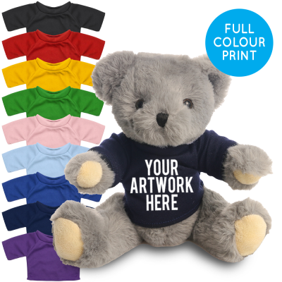 Picture of PRINTED 20CM ARCHIE BEAR - NAVY BLUE TEE SHIRT