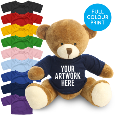 Picture of PRINTED 20CM RICHARD BEAR - NAVY BLUE TEE SHIRT.