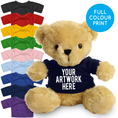 Picture of PRINTED 17CM ANNE BEAR - NAVY BLUE TEE SHIRT.