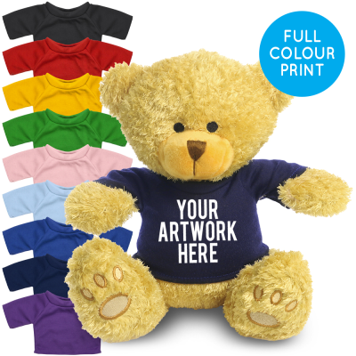 Picture of PRINTED GOLDEN 22CM EDWARD BEAR - NAVY BLUE TEE SHIRT.
