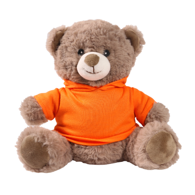 Picture of 20CM MOCHA CATHERINE BEAR with Printed Orange Hoody