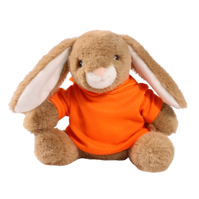 Picture of PRINTED ECO 20CM BRAMBLE BUNNY RABBIT with Orange Hoody