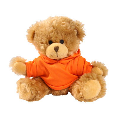 Picture of 20CM CHARLES JOINTED BEAR with Printed Orange Hoody