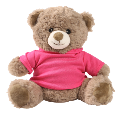 Picture of 20CM MOCHA CATHERINE BEAR with Printed Pink Hoody