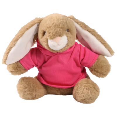 Picture of PRINTED ECO 20CM BRAMBLE BUNNY RABBIT with Pink Hoody