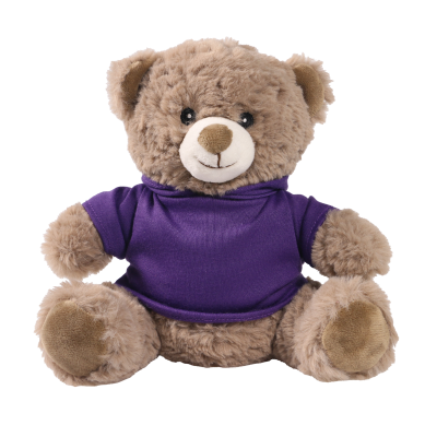 Picture of 20CM MOCHA CATHERINE BEAR with Printed Purple Hoody