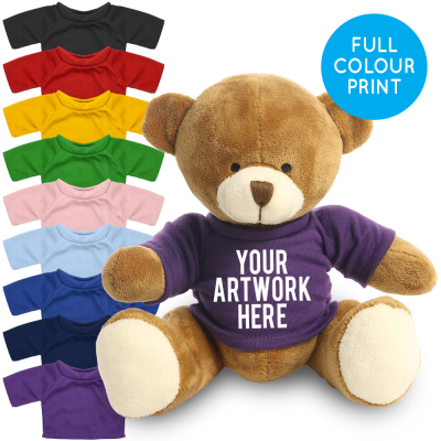 Picture of PRINTED 20CM RICHARD BEAR - PURPLE TEE SHIRT.