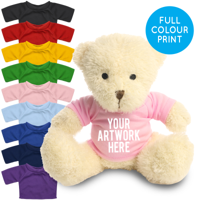 Picture of PRINTED WHITE 18CM JAMES BEAR - BABY PINK TEE SHIRT